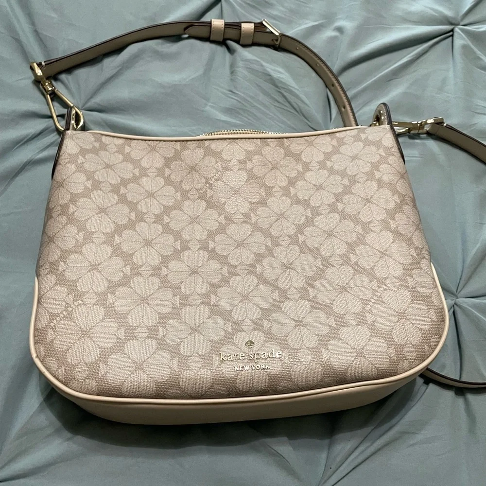 kate spade Signature Spade Flower PVC Large Crossbody, Dark Beige/Cream - Picture 13 of 14